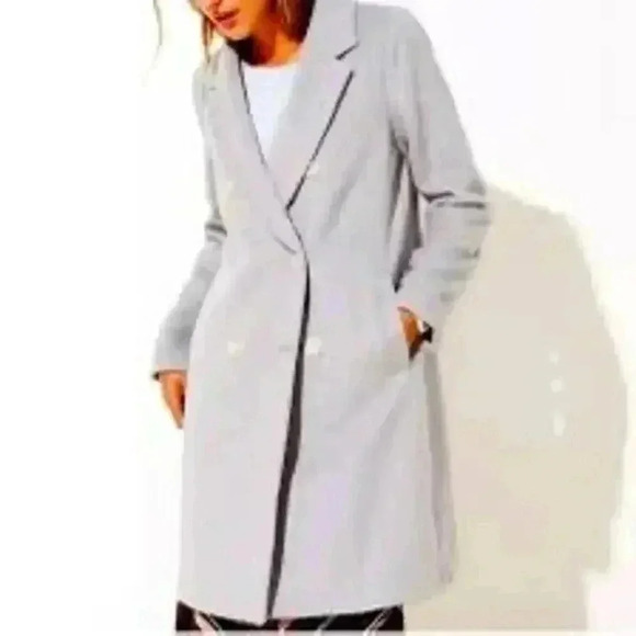 LOFT Womens Wool Double Breasted Gray Coat Size XS - Picture 1 of 8